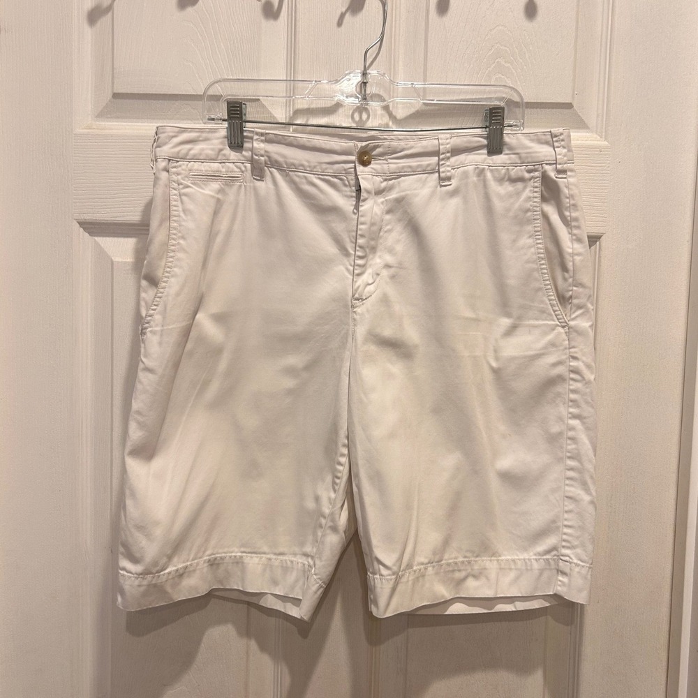 Polo Ralph Lauren Womens‎ White Cotton Bermuda Chino Shorts 12 Blue Pony Logo 9"